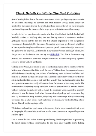 check details on winix the best toto site