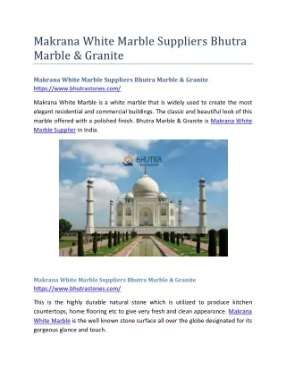 Makrana White Marble Suppliers Bhutra Marble & Granite