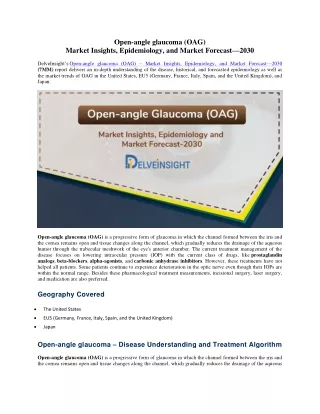 Open-angle Glaucoma Market Share, Size, Trends and Forecast till 2030