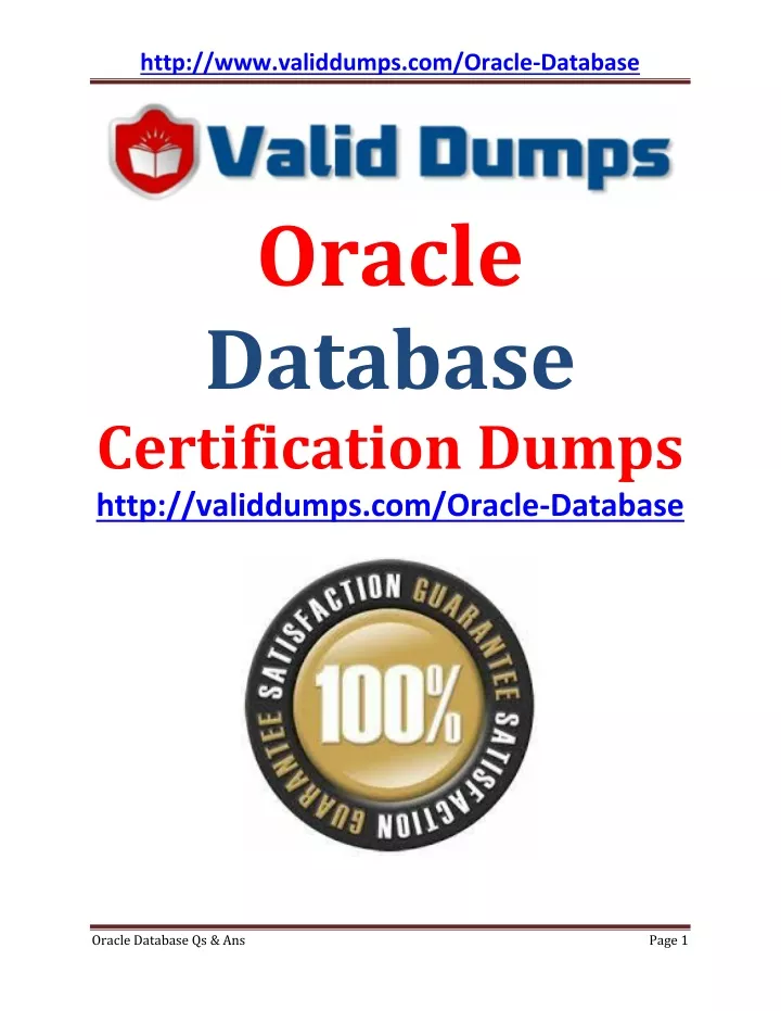 http www validdumps com oracle database