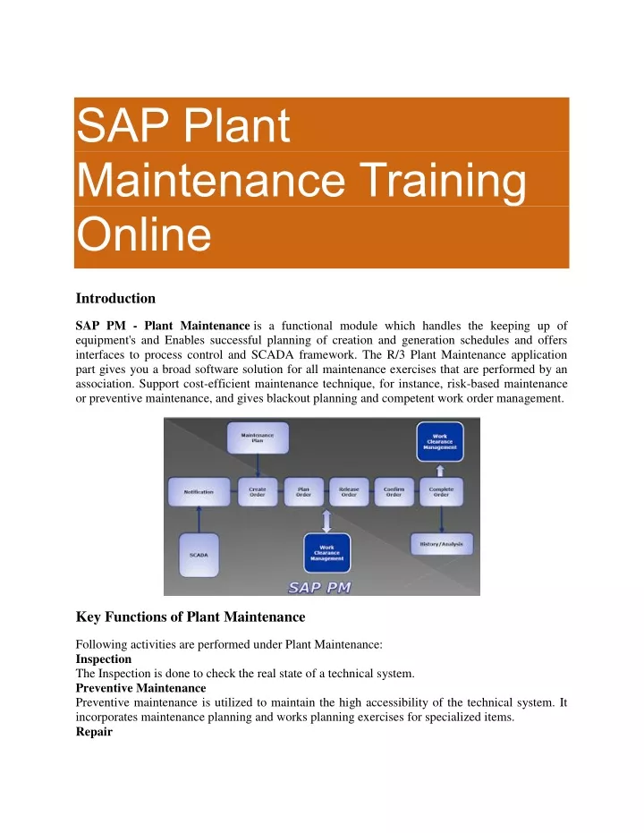 sap plant maintenance training online