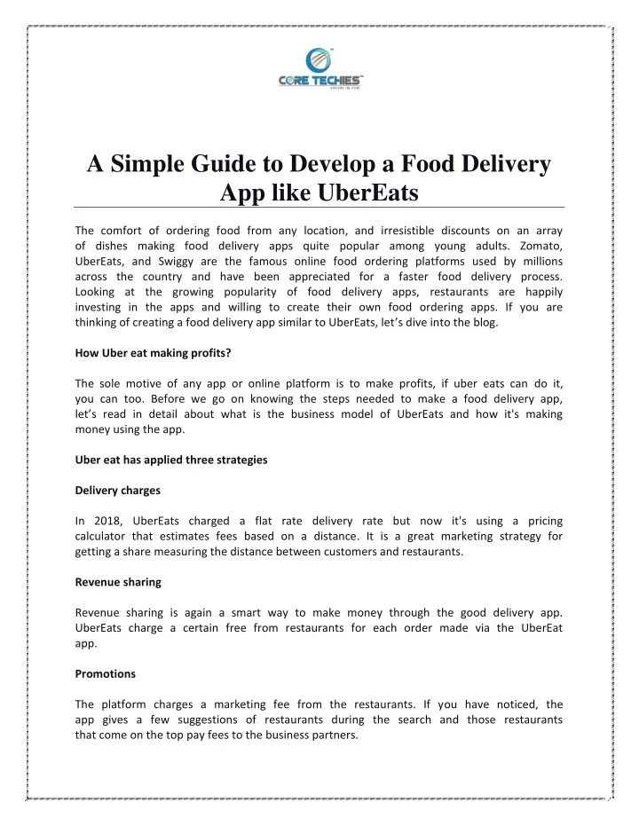 a simple guide to develop a food delivery