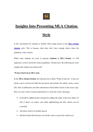 insights into presenting mla citation