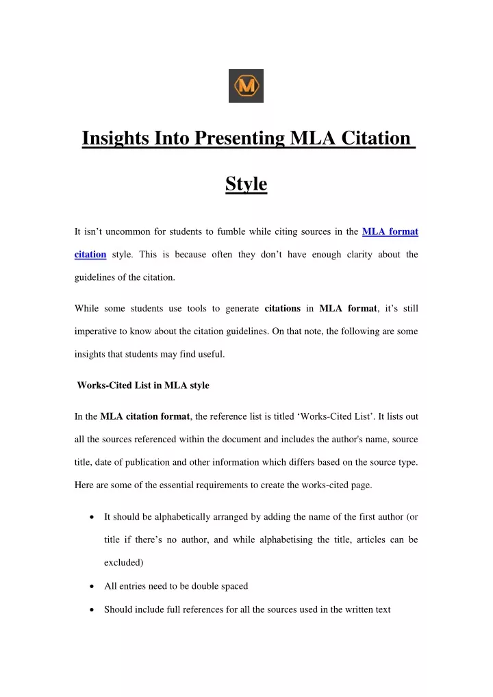 insights into presenting mla citation