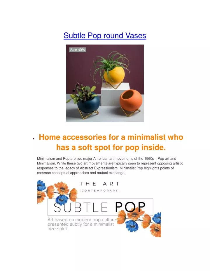 subtle pop round vases