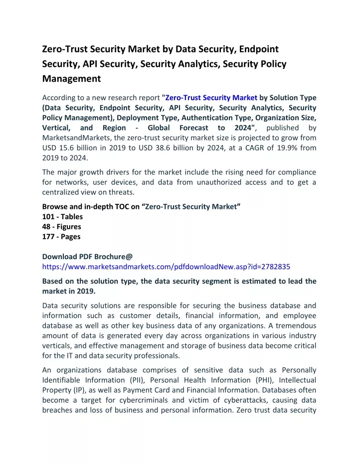 zero trust security market by data security