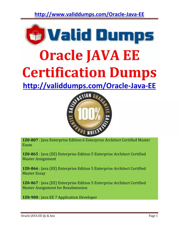 http www validdumps com oracle java ee