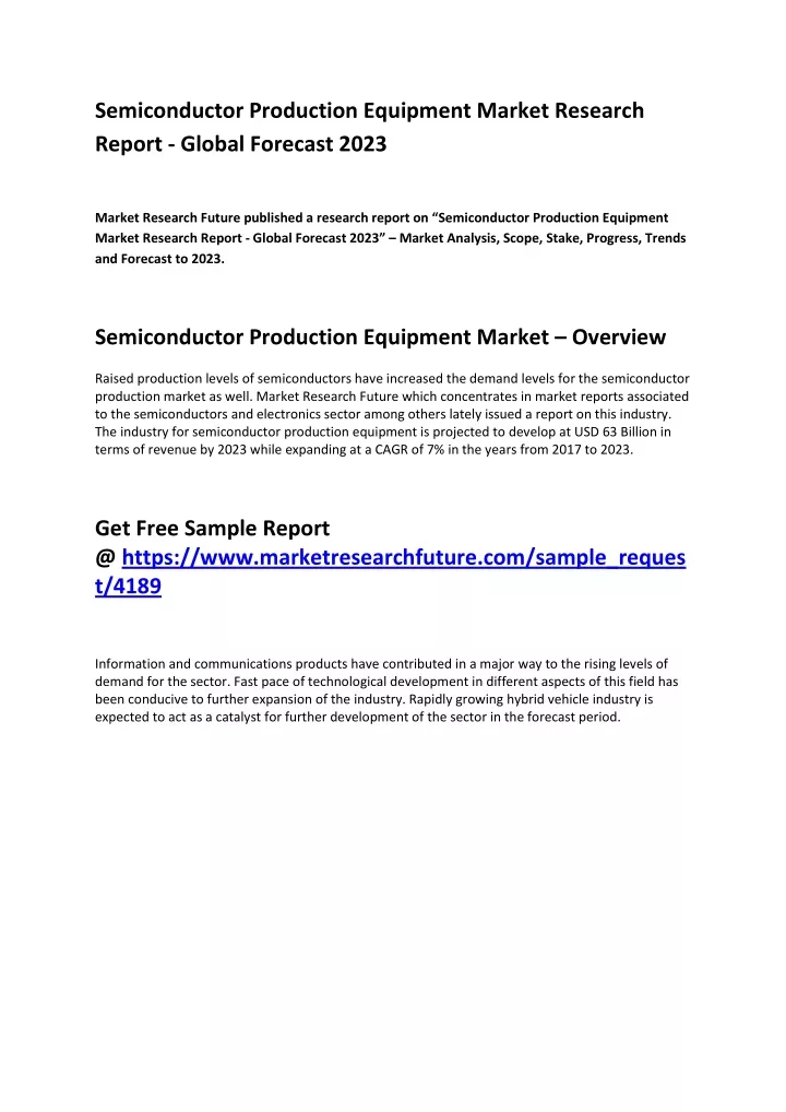 semiconductor production equipment market