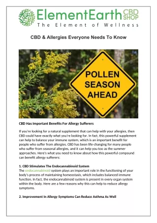 cbd allergies everyone needs to know