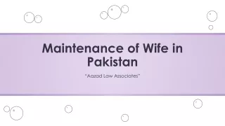 Get Know About Suit For Maintenance of Wife in Pakistan