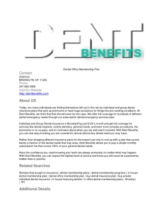 Dental Office Membership Plan