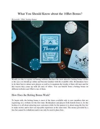 what you should know about the 10bet bonus