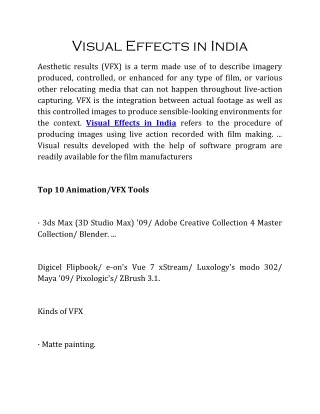visual effects in india