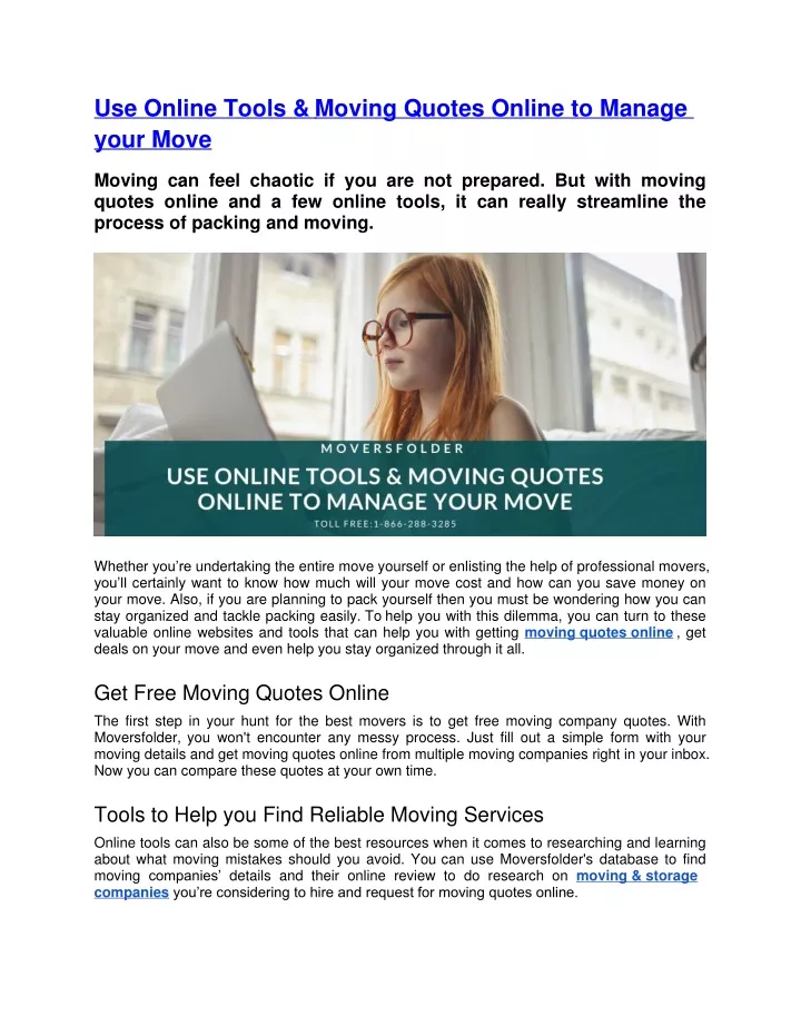 use online tools moving quotes online to manage