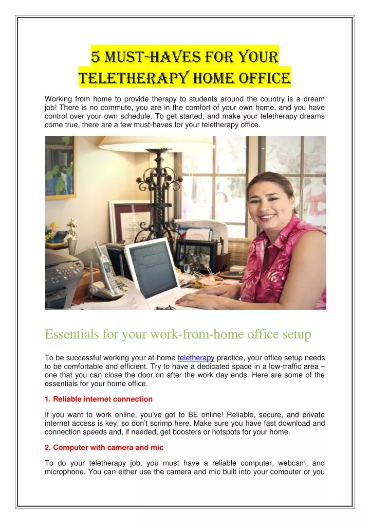 5 must haves for your teletherapy home office