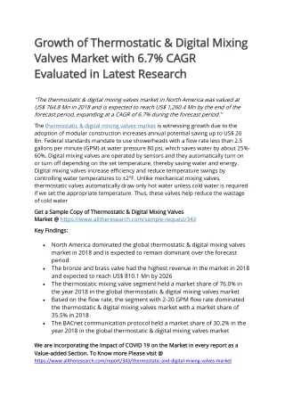 growth of thermostatic digital mixing growth