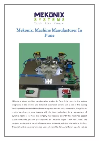 Mekonix: Machine Manufacturer In Pune