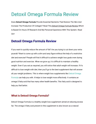 detoxil omega formula review