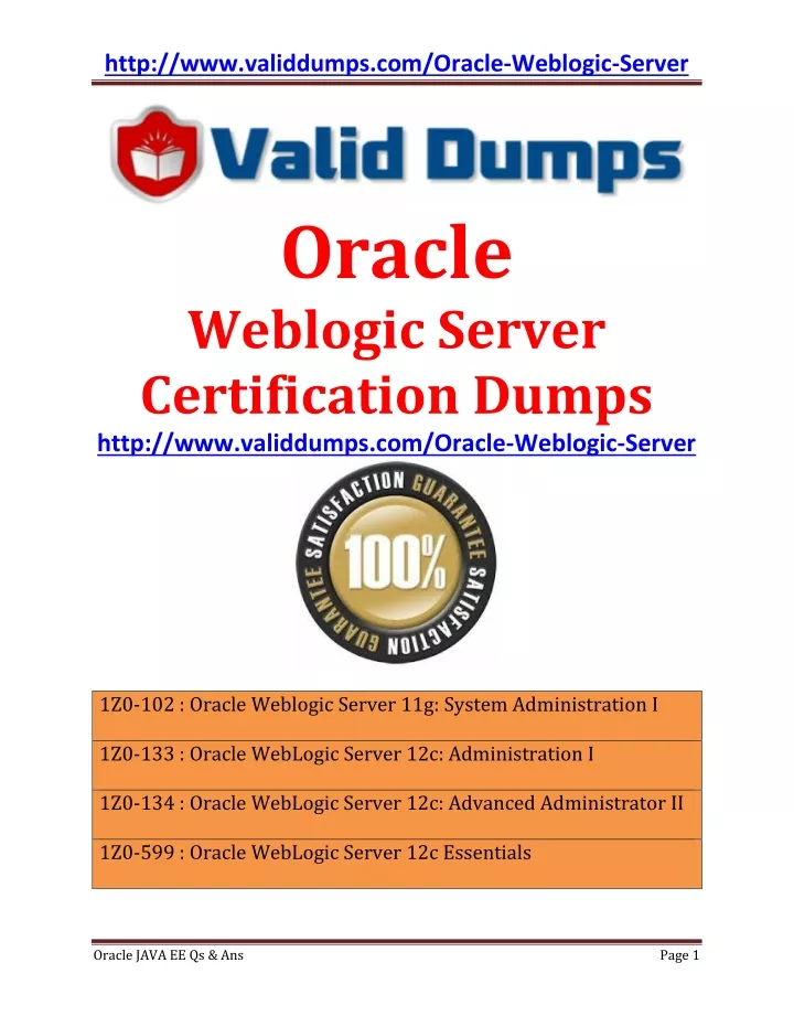 http www validdumps com oracle weblogic server