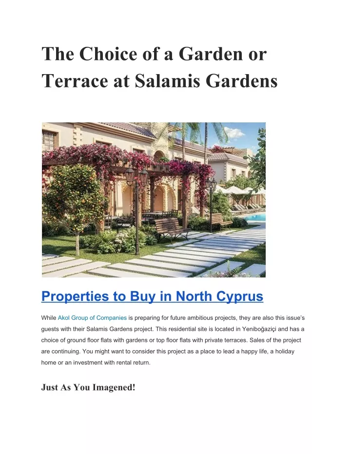 the choice of a garden or terrace at salamis
