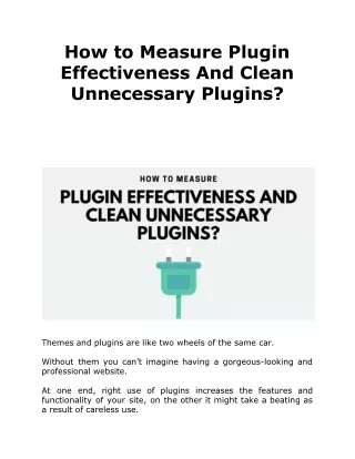 how to measure plugin effectiveness and clean