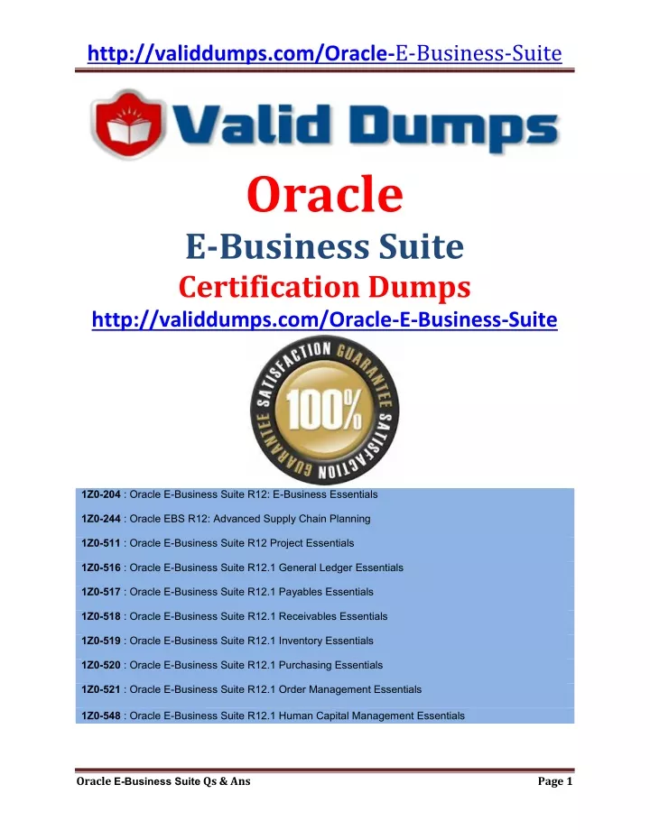 http validdumps com oracle e business suite