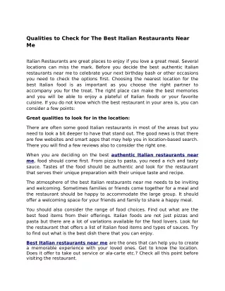 Qualities to Check for The Best Italian Restaurants Near Me