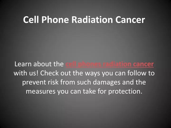 cell phone radiation cancer