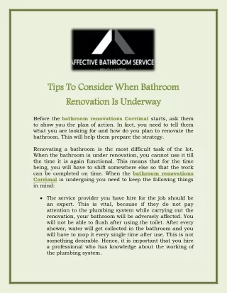 Tips To Consider When Bathroom Renovation Is Underway