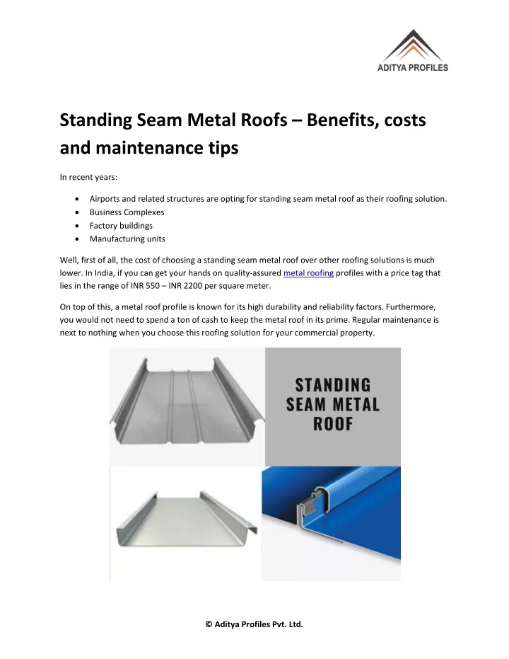 standing seam metal roofs benefits costs