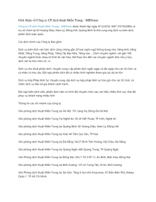 gi i thi u v c ng ty cp d ch thu t mi n trung