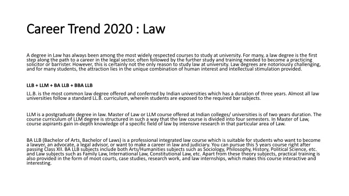career trend 2020 law