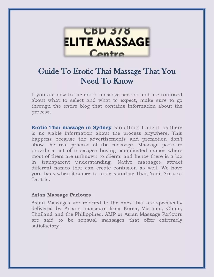 guide to erotic thai massage that you guide