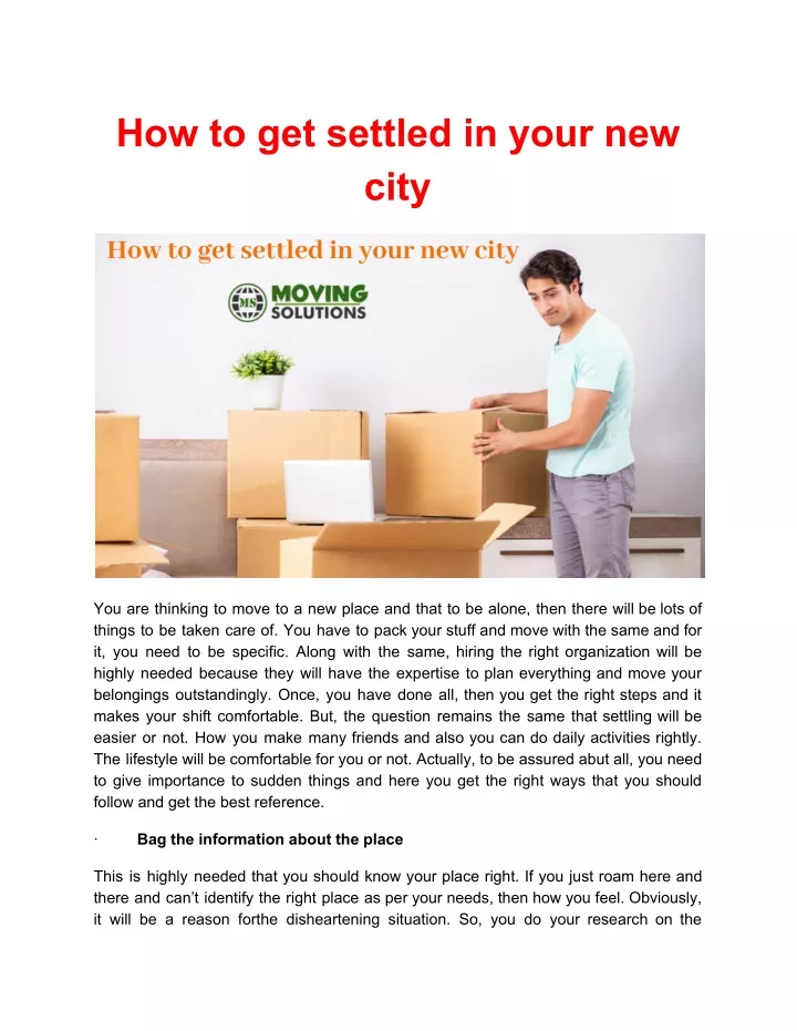 how to get settled in your new city