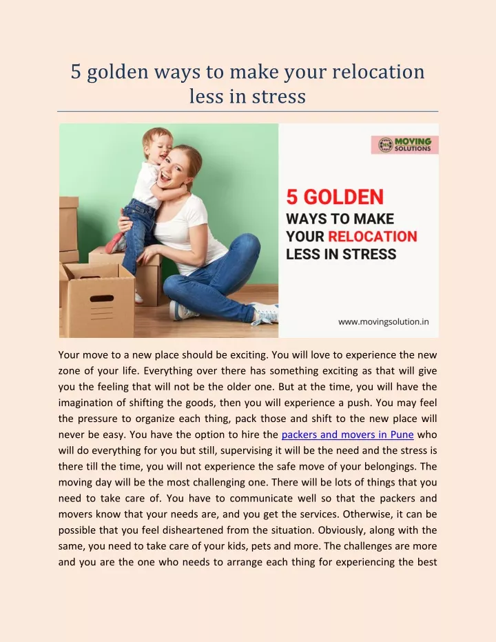 5 golden ways to make your relocation less