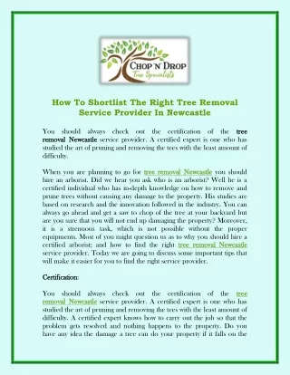 how to shortlist the right tree removal service