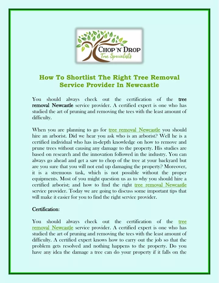 how to shortlist the right tree removal service