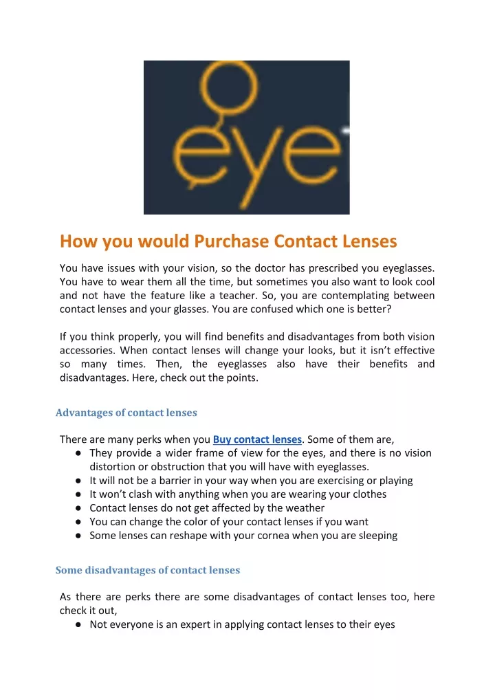 how you would purchase contact lenses