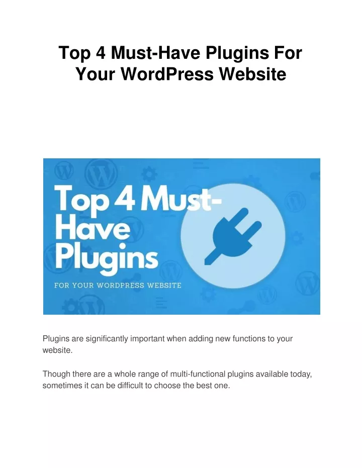 top 4 must have plugins for your wordpress website