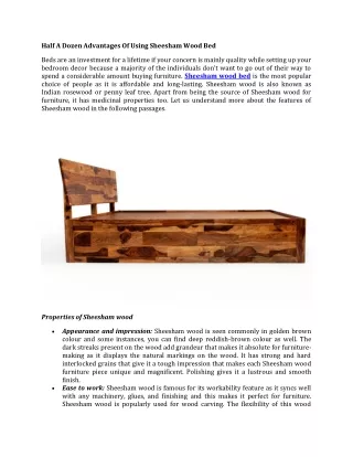 half a dozen advantages of using sheesham wood bed