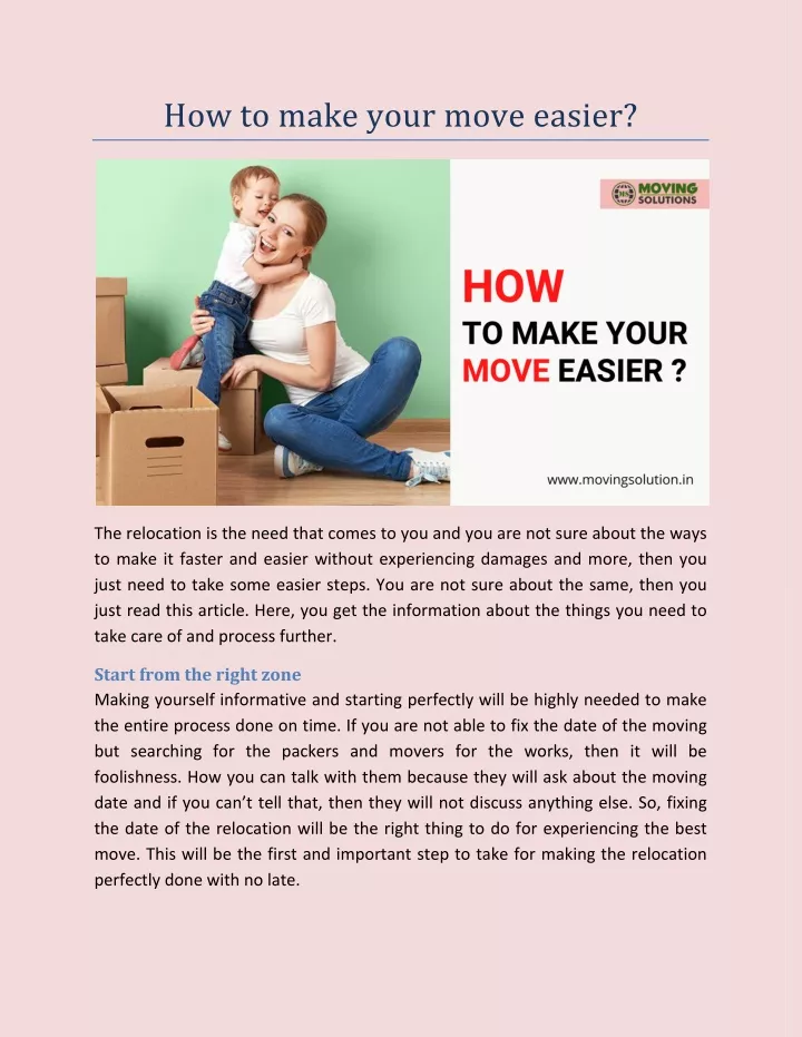 how to make your move easier