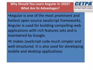 why should you learn angular in 2020 what are its advantages
