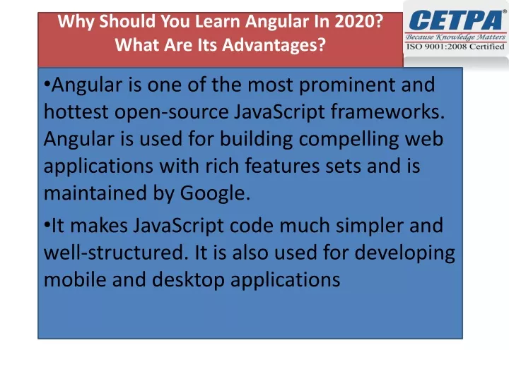 why should you learn angular in 2020 what are its advantages