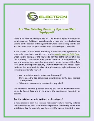 are the existing security systems well equipped