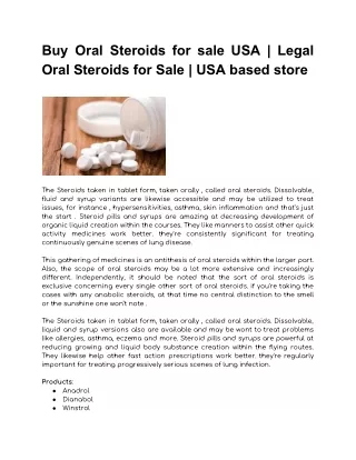 Oral Steroids for sale