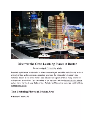 Discover the Great Learning Places at Boston
