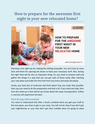 How to Prepare for the Awesome First Night in Your New Relocated Home
