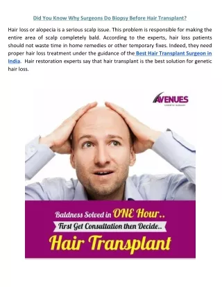 Did You Know Why Surgeons Do Biopsy Before Hair Transplant?