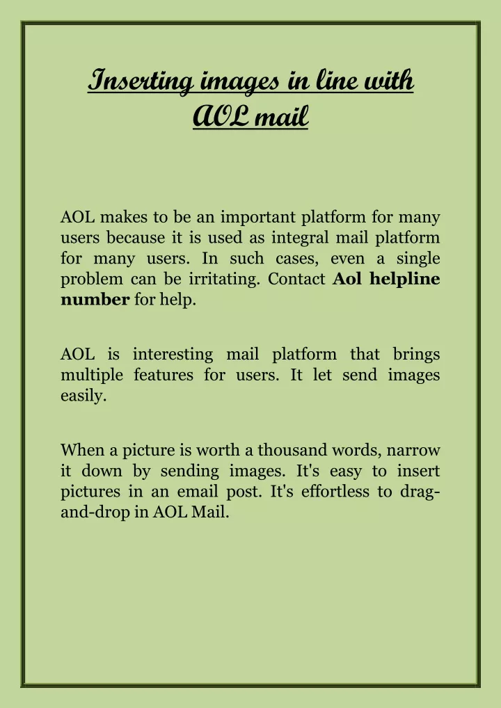 inserting images in line with aol mail