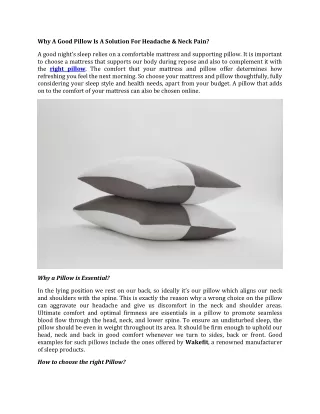 why a good pillow is a solution for headache neck